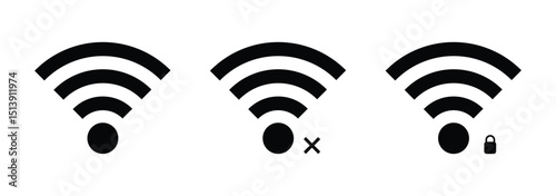 wireless internet signal flat app icon. mobile phone wi-fi network set, black wi-fi network linear icon, clipart wifi vector  symbol, wi-fi. wireless and wifi icon set. internet icon symbol. EPS 10. 