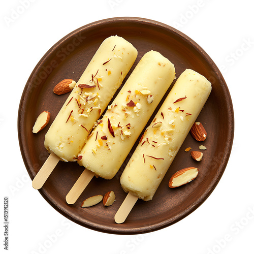Traditional indian kulfi sticks isolated on transparent background