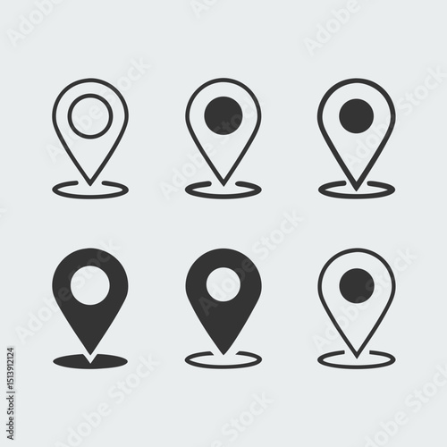 Modern UI Location Pin Icon Pack in Six Designs