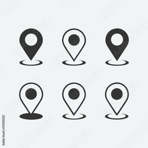 Map Pin Icon Collection in Mixed Design Styles