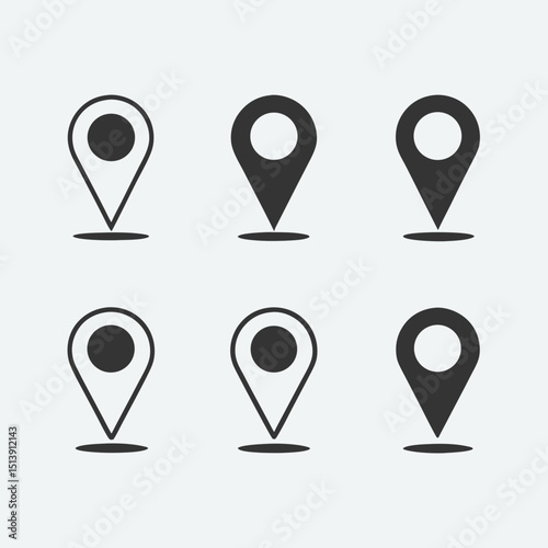 GPS Marker Symbol Set with Visual Variations