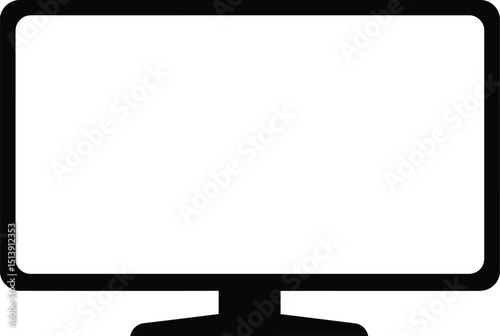 Simple computer monitor outline icon. Desktop screen display symbol for technology, office, web, modern line art. AI Generative
