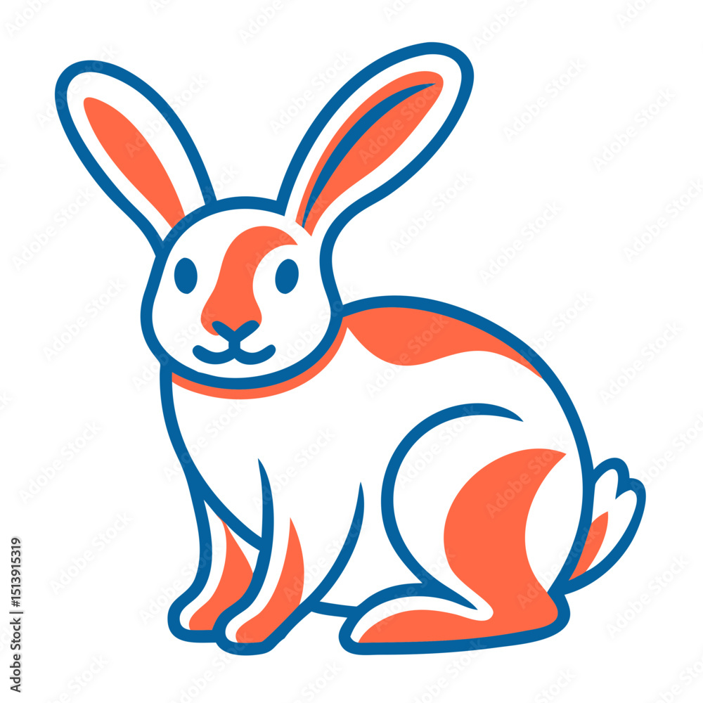Obraz premium Orange and white rabbit icon, for branding and websites