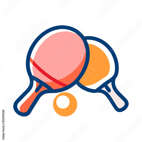 Table tennis paddles and ball icon, for websites and apps