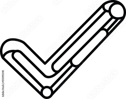 Abstract 3D checkmark outline. Modern approval, yes, success symbol, stylized validation icon, unique graphic design. AI Generative
