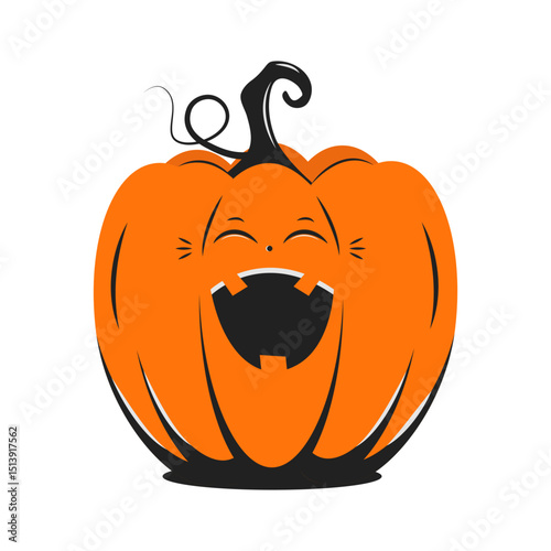 The laughing pumpkin of Halloween. Isolated. Jack the lantern. An element for the festive decoration of postcards, posters and prints. Flat vector illustration.
