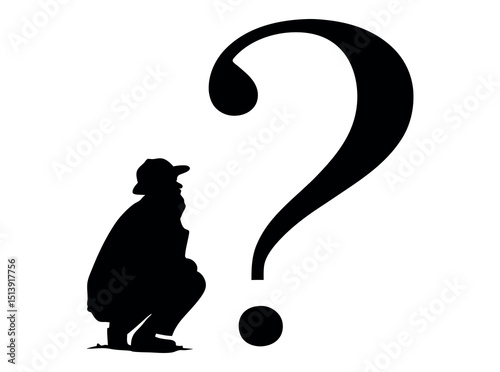 Silhouette of a woman and man with question mark, perfect for a logo or graphic design,  elegant silhouette of a people in profile view, paired with the words "Question Mark," and a question mark symb
