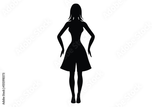 A Female pose silhouette Vector clipart hair illustration.