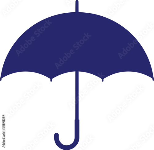 Blue umbrella icon silhouette. Classic rain & weather protection symbol. For insurance, forecast, safety concepts. AI Generative
