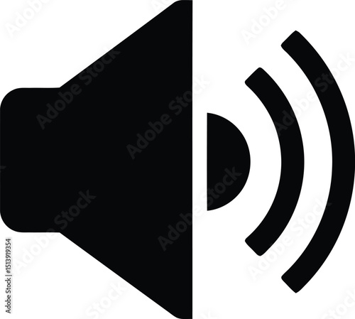 Low volume or mute speaker icon. Black sound symbol with minimal audio waves for silent mode, quiet, multimedia UI. AI Generative
