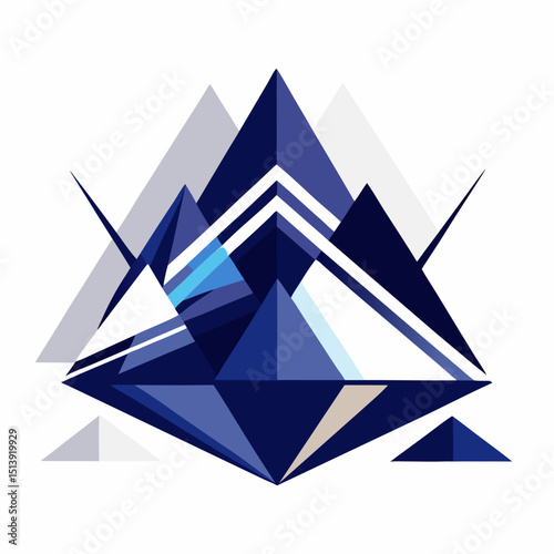 Abstract Geometric Design with Blue and Gray Triangles