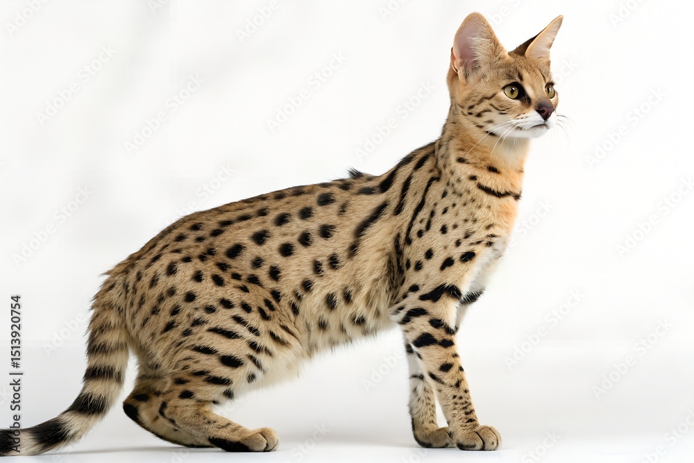 Naklejka premium savannah cat on a white background