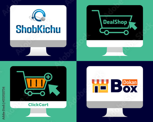 Online shopping concept with a web-based e-commerce cart icon for instant business sales