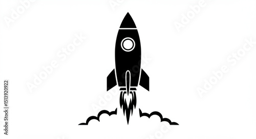 Black rocket launch icon