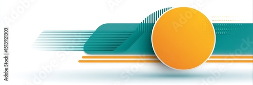 Vibrant Orange and Teal Geometric Abstract - Symbolizing energy, innovation, balance, progress, and optimism. A dynamic abstract design with a bold orange circle and teal accents