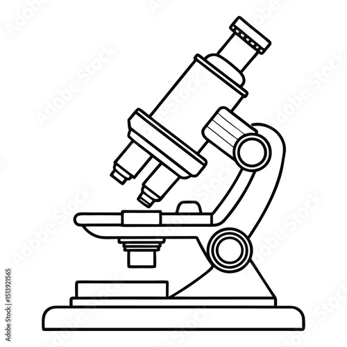 Hand Drawn microscope icon Scientific microscope Vector Art on white background. 