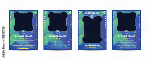 Set of player trading card templates, Photo frame and border collection for soccer, hockey, volleyball, and basketball players, Sport flyer layout design, Template eps 10.	