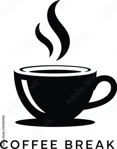 a hot cup of coffee against a white background,minimalist coffee mug,steam rising from coffee 