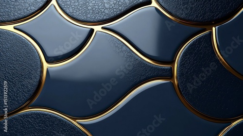 Abstract geometric design with blue and gold lines