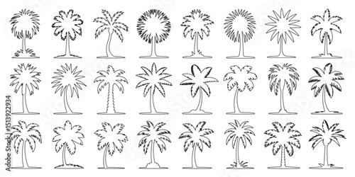 Line Art Seamless floral pattern with a set of flower vector illustrations, ideal for winter holiday decoration and nature-inspired design photo