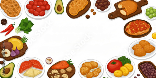 frame with foods