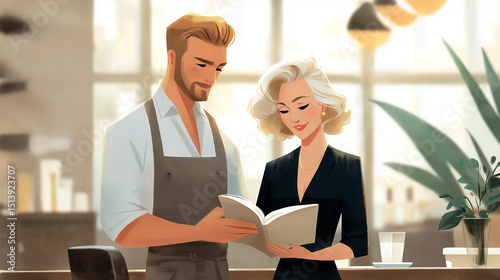 Choosing a Hairstyle in a Salon with a Friendly Stylist