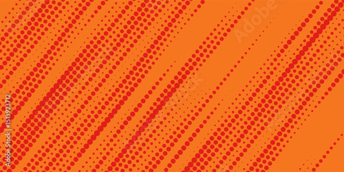 Dots halftone orange color pattern gradient texture with technology digital background. Vector ilustration