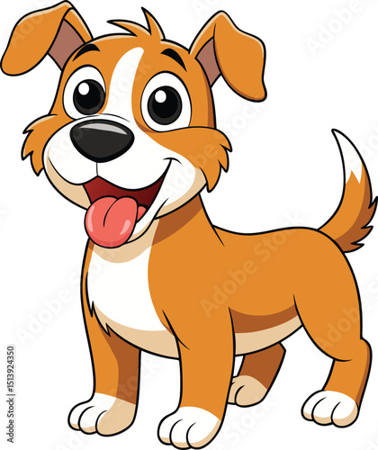 Adorable Puppy Happy Dog Cartoon Illustration