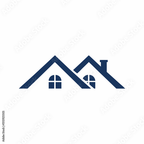 House Roof Logo with Chimney and Window