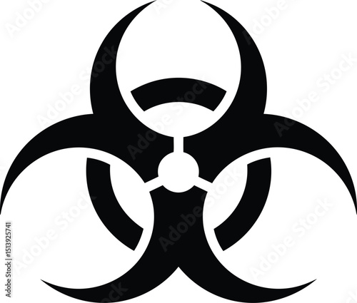Classic biohazard symbol. Black icon for biological hazard, infectious waste, contamination, danger warning, safety protocol. AI Generative
