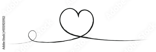 Heart icon hand drawn. Heart continuous line drawing. one line art sketch heart. Symbol love. Eps 10.