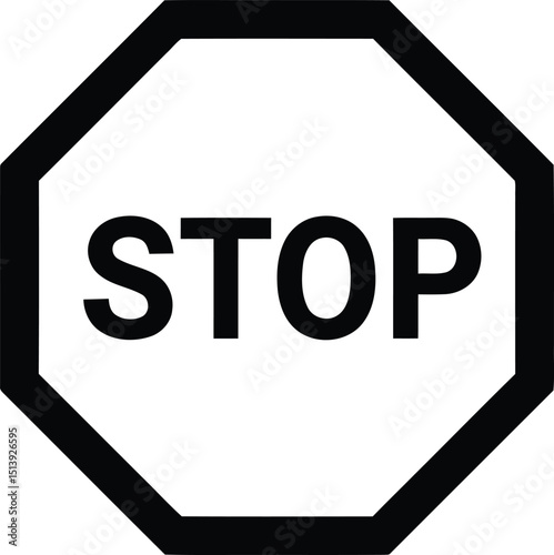 Classic stop sign icon. Octagon shape with bold 