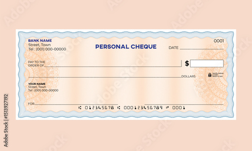 Blank Bank Check Vector guilloche pattern for Designers and Creators