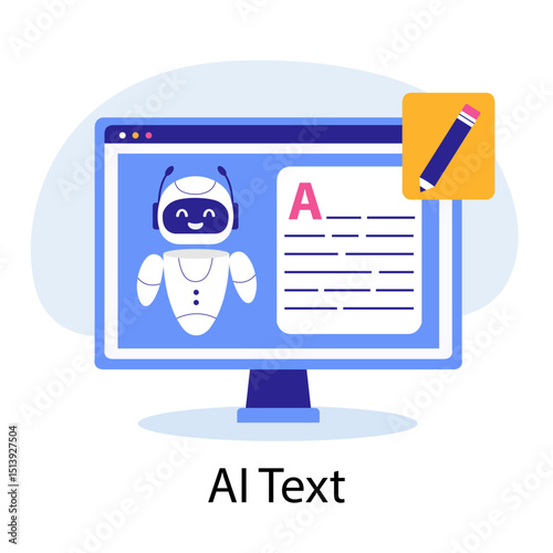 AI technology in copywriting. illustration with AI chat bot using for copywriting. Copywriting with Artificial intelligence.