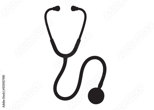stethoscope logo silhouette vector medical tools, stethoscope symbol health logo icon silhouette, stethoscope black logo healthcare and medical design vector illustration on a white background.