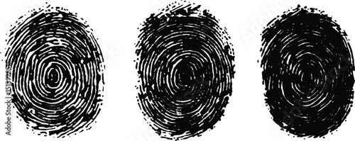 Silhouette of finger print white background. Fingerprint isolated on transparent or white background. Vector black fingerprint on white transparent background.