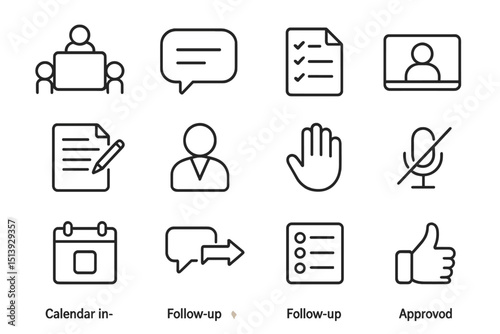 Simplified communication and workflow icons for effective business management