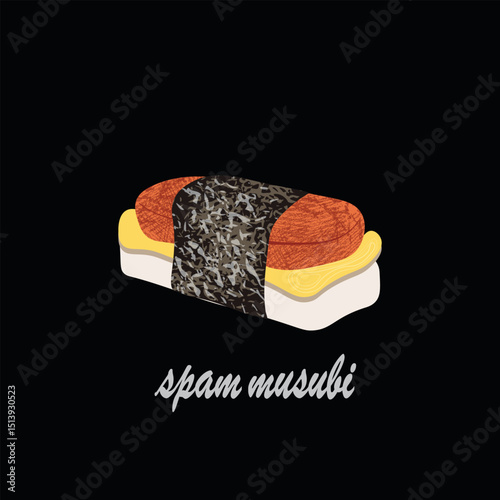 spam musubi sushi korean asia food vector illustration