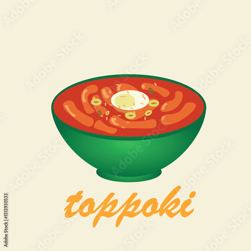 toppoki korean asia food vector illustration