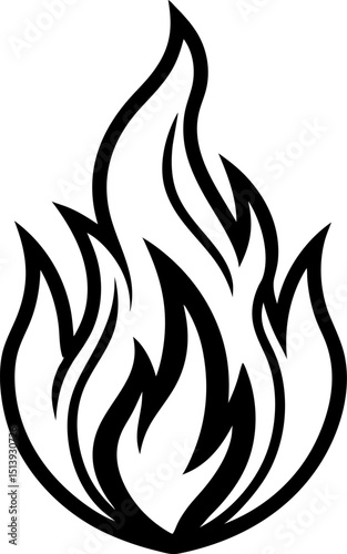 set of black and white flames