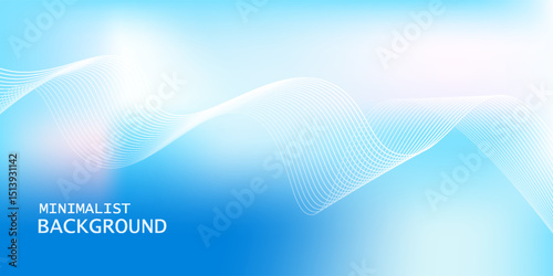 Abstract blue gradient background with shining lines waves. Minimalist background for banner, poster, cover, brochure, flyer, website