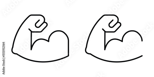 Muscle icon. Bicep symbol. Strong arm vector illustration. Gym logo. Bodybuilding fitness concept. Muscle liner icon vector set. Muscles icon set, strong arm of an athlete, Linear Hand icons, biceps. 