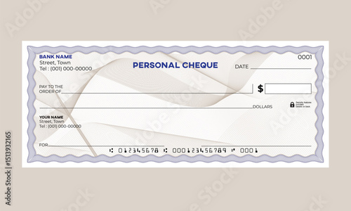 Blank Bank Check Vector guilloche pattern for Designers and Creators
