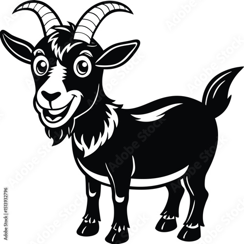 Cheerful Cartoon Goat Illustration A Happy Farm Animal Design