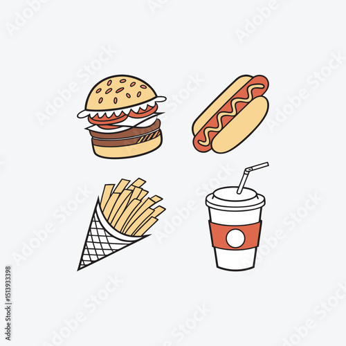 Food Icon Set – Modern Fast Food Icons for Delivery Apps and Menus