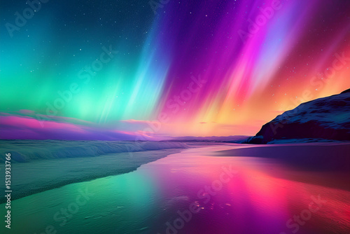 Mystic Glow Horizon: Dreamlike Aurora Landscape