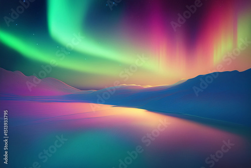 Mystic Glow Horizon: Dreamlike Aurora Landscape