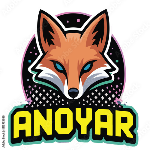 A vibrant cartoon fox mascot logo design with bold lettering and eye catching colors