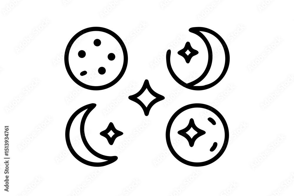 Fototapeta premium Celestial Moons Four Unique Moon Icons in Different Colors