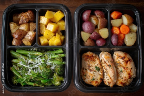 Comparison of Frozen Meal on the Left and Heated Meal on the Right Showcasing Healthy Ingredients and Portion Sizes for a Balanced Diet